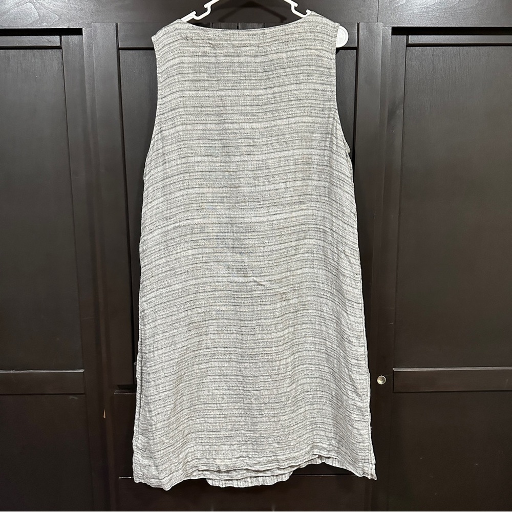 Pure Jill 100% Linen Faux Wrap Shift Dress Gray Lagenlook Sleeveless Size XL - Picture 5 of 13
